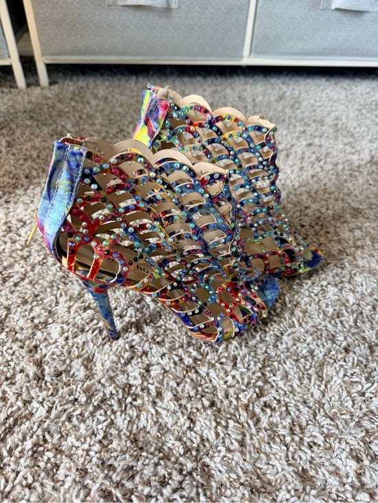 Zigi Soho Shoes - Zigi Soho Multicolor Beaded Cutout Heeled Sandals